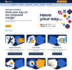 Screenshot of home page of new website